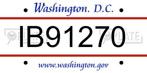 IB91270 District Of Columbia License Plate