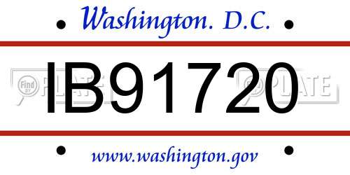 IB91720 District Of Columbia License Plate