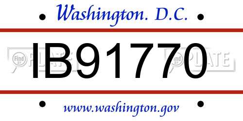 IB91770 District Of Columbia License Plate