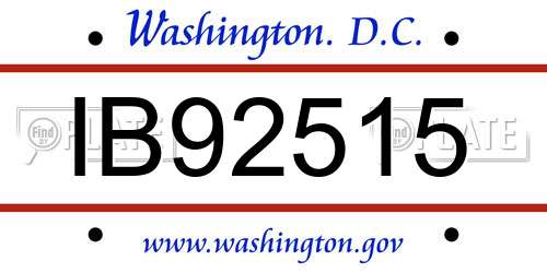 IB92515 District Of Columbia License Plate