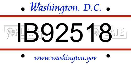 IB92518 District Of Columbia License Plate