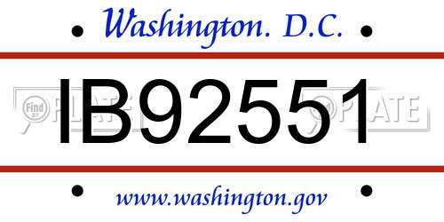 IB92551 District Of Columbia License Plate