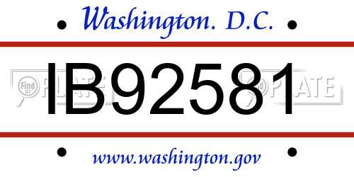 IB92581 District Of Columbia License Plate
