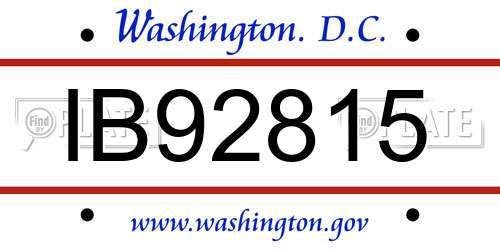 IB92815 District Of Columbia License Plate
