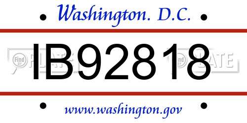 IB92818 District Of Columbia License Plate