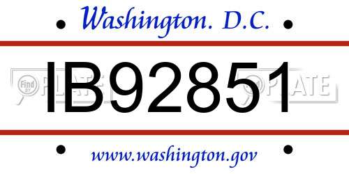 IB92851 District Of Columbia License Plate