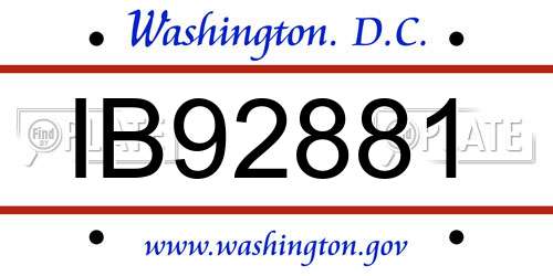 IB92881 District Of Columbia License Plate