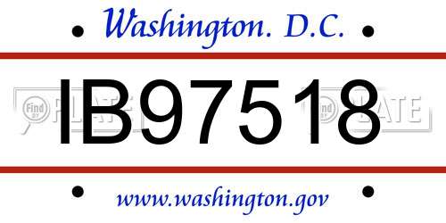 IB97518 District Of Columbia License Plate