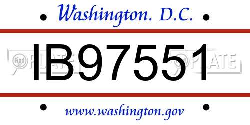 IB97551 District Of Columbia License Plate