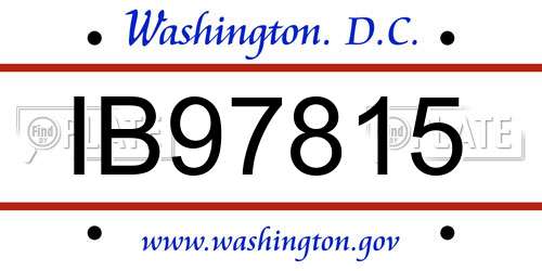 IB97815 District Of Columbia License Plate