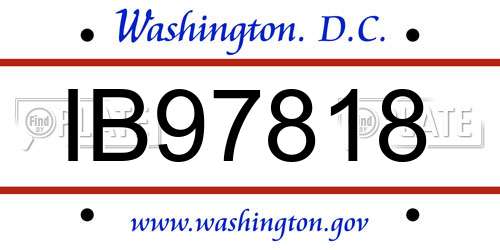 IB97818 District Of Columbia License Plate