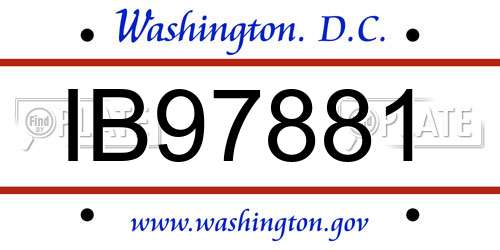 IB97881 District Of Columbia License Plate