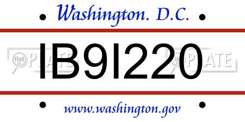 IB9I220 District Of Columbia License Plate