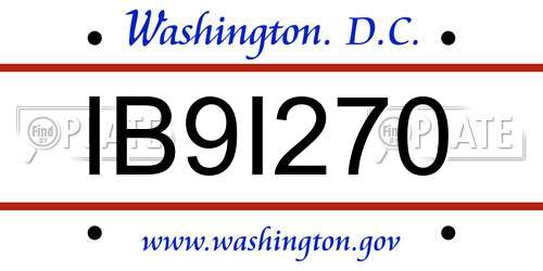 IB9I270 District Of Columbia License Plate
