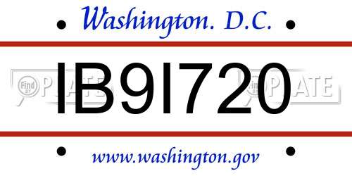 IB9I720 District Of Columbia License Plate