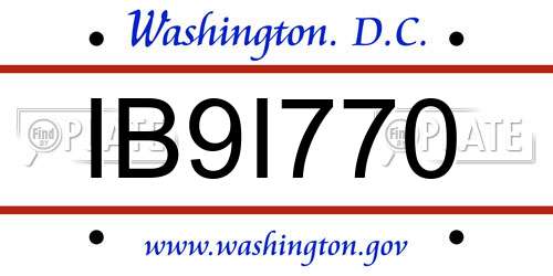 IB9I770 District Of Columbia License Plate