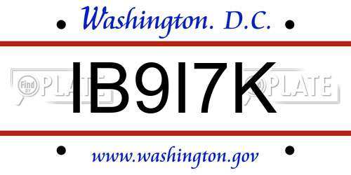 IB9I7K District Of Columbia License Plate