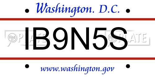 IB9N5S District Of Columbia License Plate