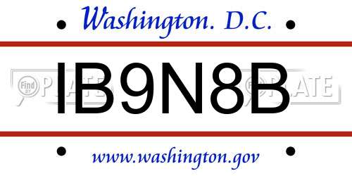 IB9N8B District Of Columbia License Plate