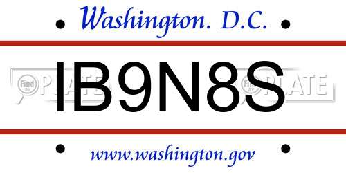IB9N8S District Of Columbia License Plate