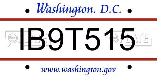 IB9T515 District Of Columbia License Plate
