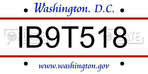 IB9T518 District Of Columbia License Plate