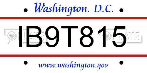IB9T815 District Of Columbia License Plate