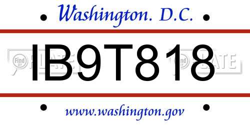IB9T818 District Of Columbia License Plate