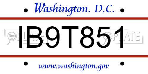 IB9T851 District Of Columbia License Plate