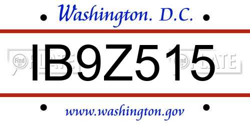 IB9Z515 District Of Columbia License Plate