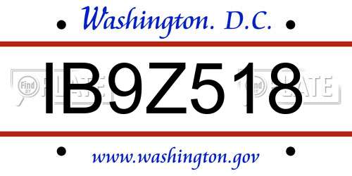 IB9Z518 District Of Columbia License Plate