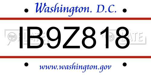 IB9Z818 District Of Columbia License Plate