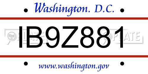 IB9Z881 District Of Columbia License Plate