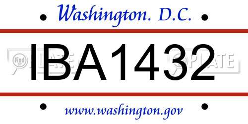 IBA1432 District Of Columbia License Plate