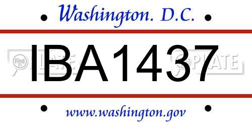 IBA1437 District Of Columbia License Plate