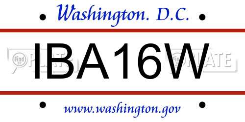 IBA16W District Of Columbia License Plate