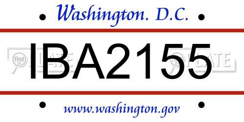 IBA2155 District Of Columbia License Plate