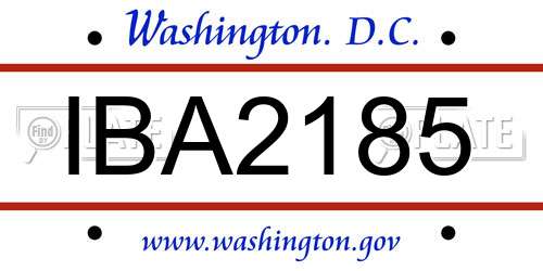 IBA2185 District Of Columbia License Plate