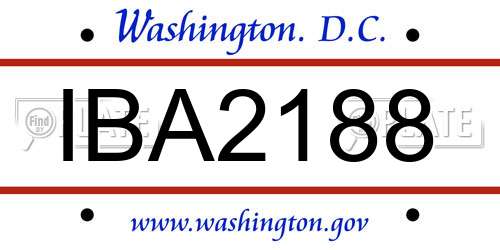 IBA2188 District Of Columbia License Plate