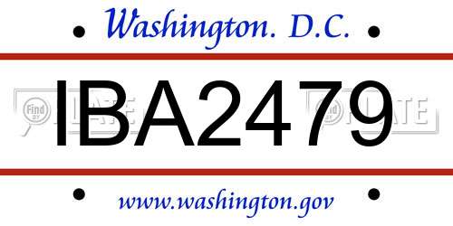 IBA2479 District Of Columbia License Plate