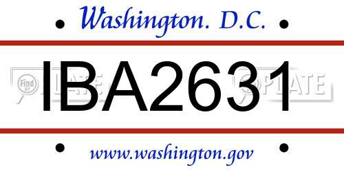 IBA2631 District Of Columbia License Plate