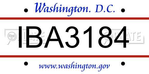 IBA3184 District Of Columbia License Plate