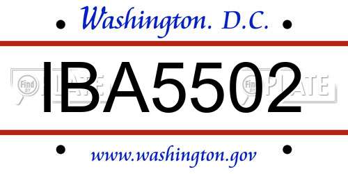 IBA5502 District Of Columbia License Plate
