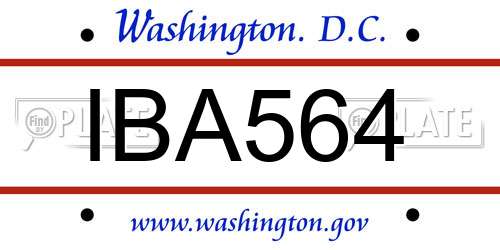 IBA564 District Of Columbia License Plate
