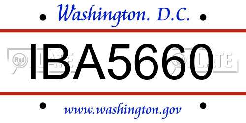 IBA5660 District Of Columbia License Plate