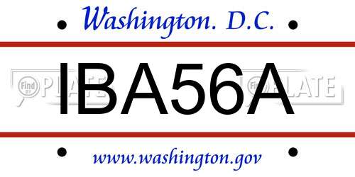 IBA56A District Of Columbia License Plate