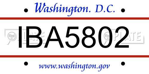 IBA5802 District Of Columbia License Plate