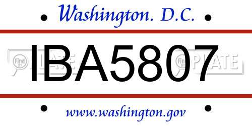 IBA5807 District Of Columbia License Plate