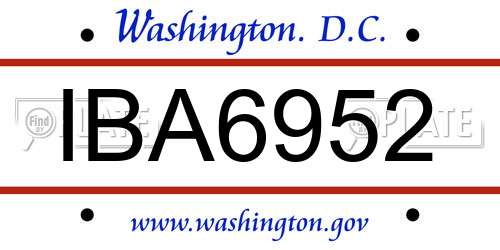 IBA6952 District Of Columbia License Plate