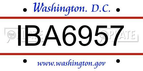 IBA6957 District Of Columbia License Plate